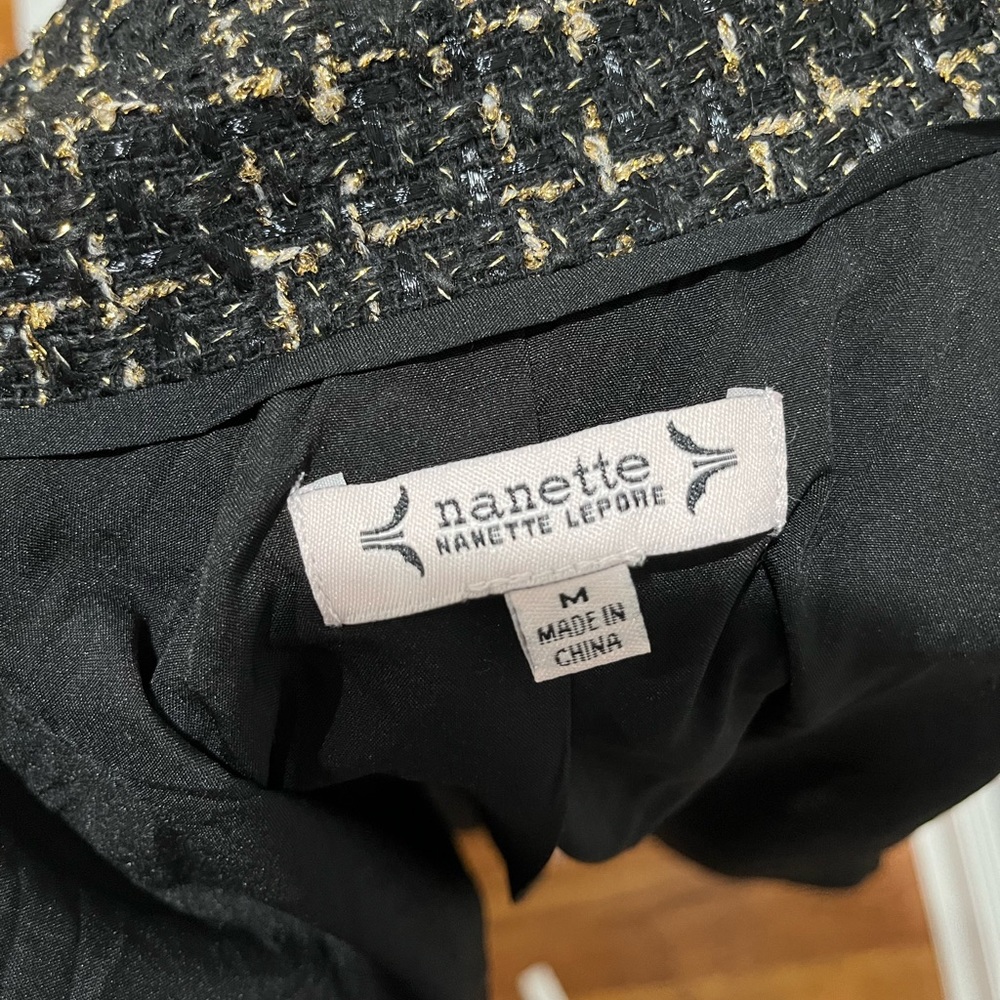 NWT Black and Gold Metallic Tweed Blazer - Picture 5 of 5